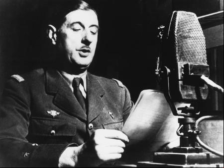 General Charles de Gaulle issues a call (appel) to the French people from London, England, June 18, 1940, just after the Nazi occupation of . De Gaulle led the Free French Forces from London and later from Algiers throughout the occupation, and returned to Paris on its liberation in September 1944. (Photo by © Hulton-Deutsch Collection/CORBIS/Corbis via Getty Images)