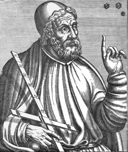 Grabado representando a Claudio Ptolomeo en una obra de 1584.