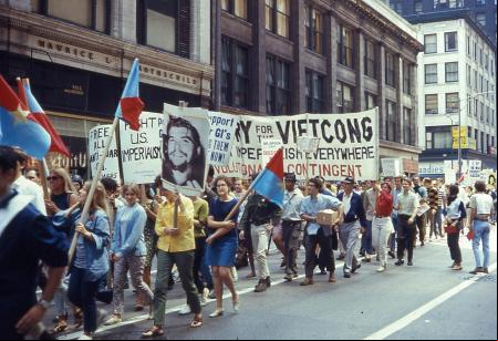Manifestantes en las calles de Chicago en el verano de 1968.