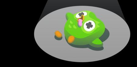 Duo, el búho de Duolingo, pasándolo francamente mal.