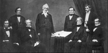 circa 1860:  American president James Buchanan's cabinet.  (Photo by Library Of Congress/Getty Images)