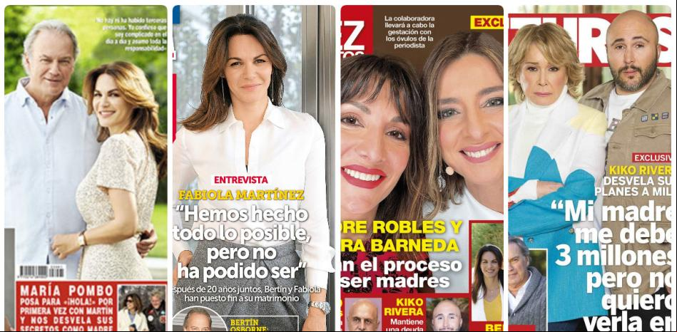 La ruptura de Bertín y Fabiola, Nagore y Sandra Barneda y Kiko Rivera protagonizan las portadas