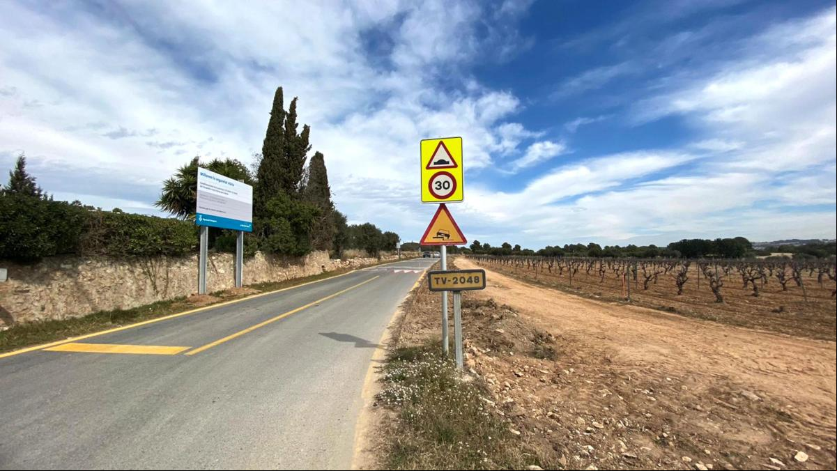 Tarragona mejora las carreteras TP-2044 y TV-2048 del Vendrell en Sant Vicenç de Calders