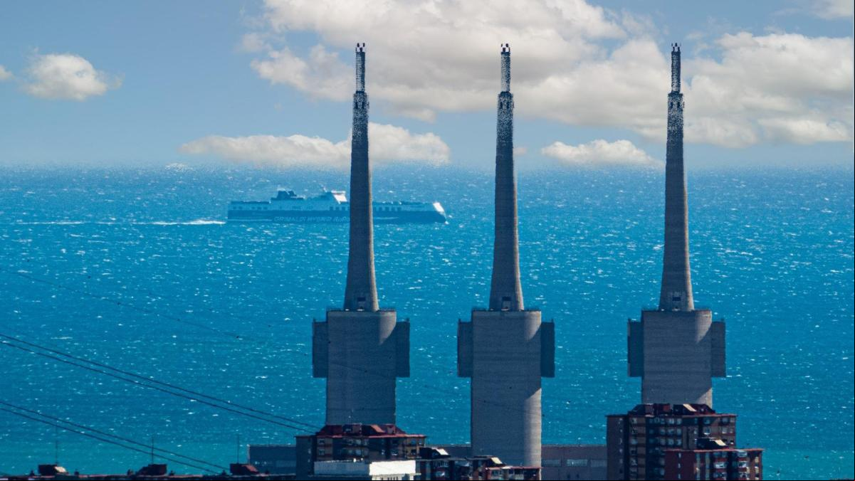 Tres chimeneas como faros para guiar barcos
