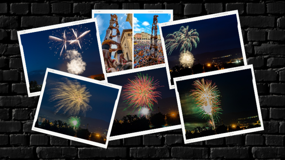 Castillos humanos y pirotécnicos en las fiestas de Vic