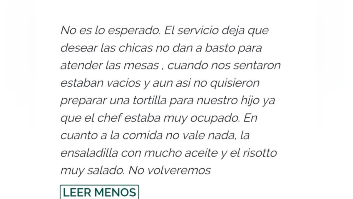 El zasca de un restaurante a un cliente que critica la comida porque no le hicieron una tortilla a su hijo: “No podemos gustar a todo el mundo”