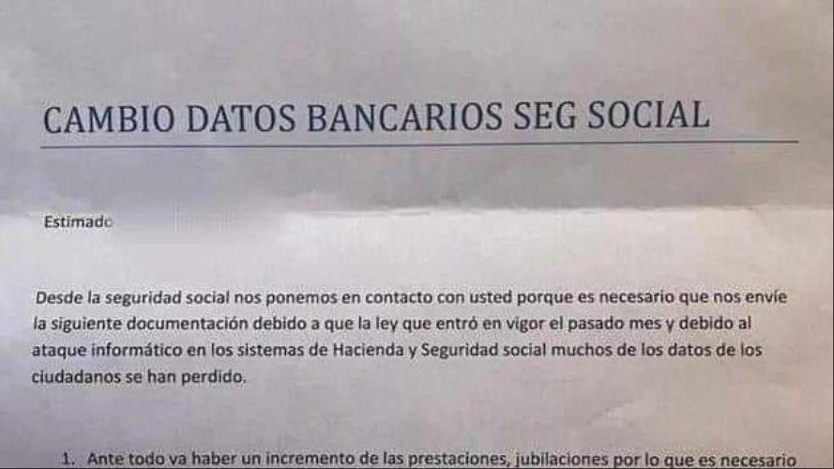 La Seguridad Social alerta de una estafa que suplanta su identidad