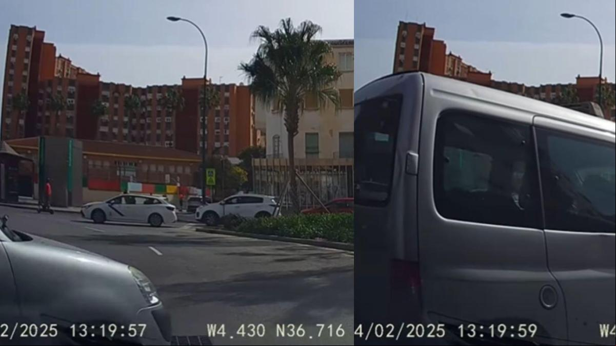 Se cruza desde el carril interior de una rotonda para salir y obliga a un coche a dar un frenazo para no chocar: “Aficionados a las rectondas”