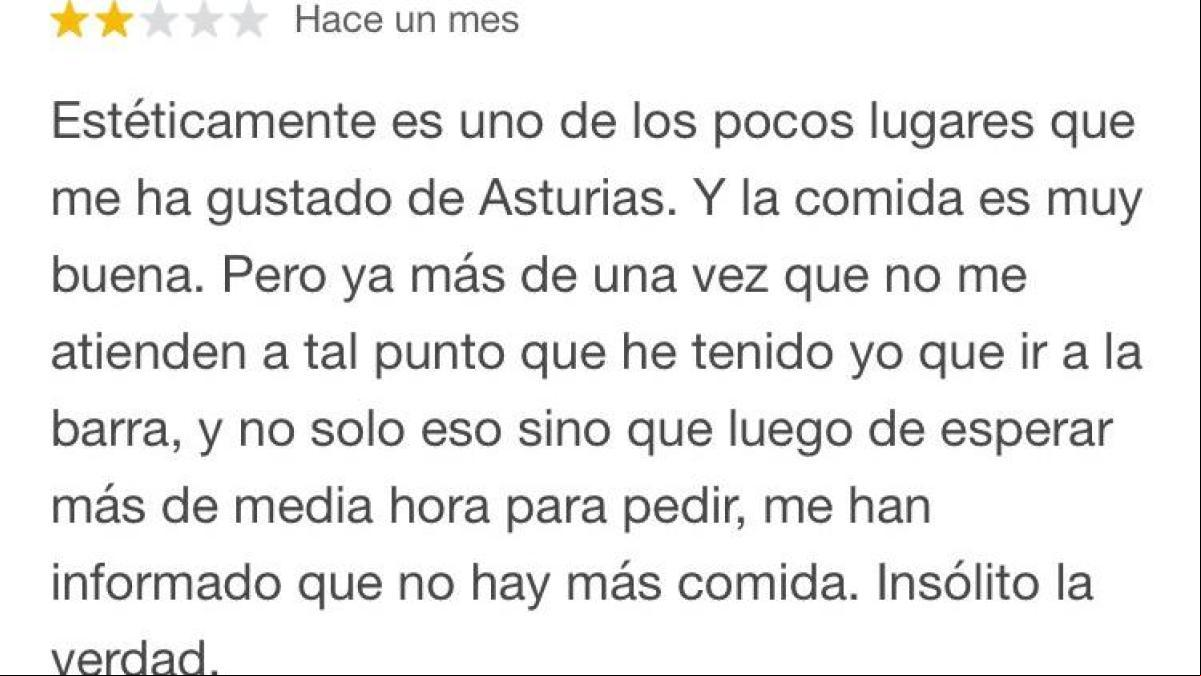 El sonado zasca de un restaurante de Asturias a una reseña que criticaba su trato al cliente: “Lamentamos su arrogancia, quien exige servilismo no busca calidad ni buen trato”