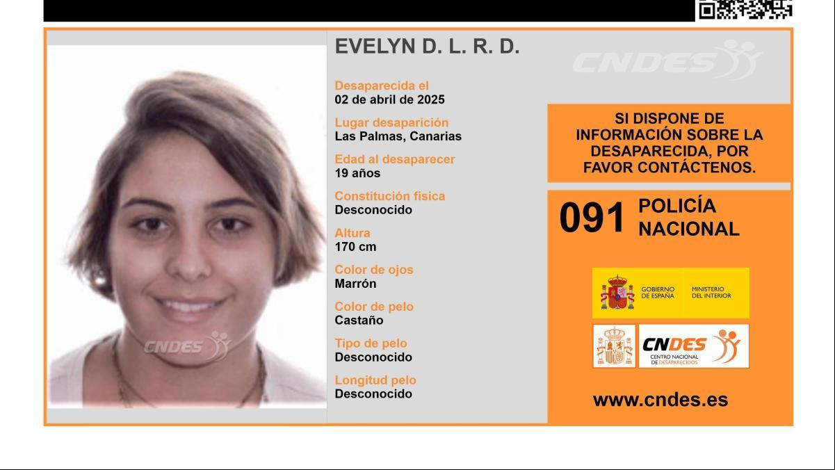 Sin pistas sobre el paradero de Evelyn D. L. R. D., una joven de 19 años desaparecida en Las Palmas