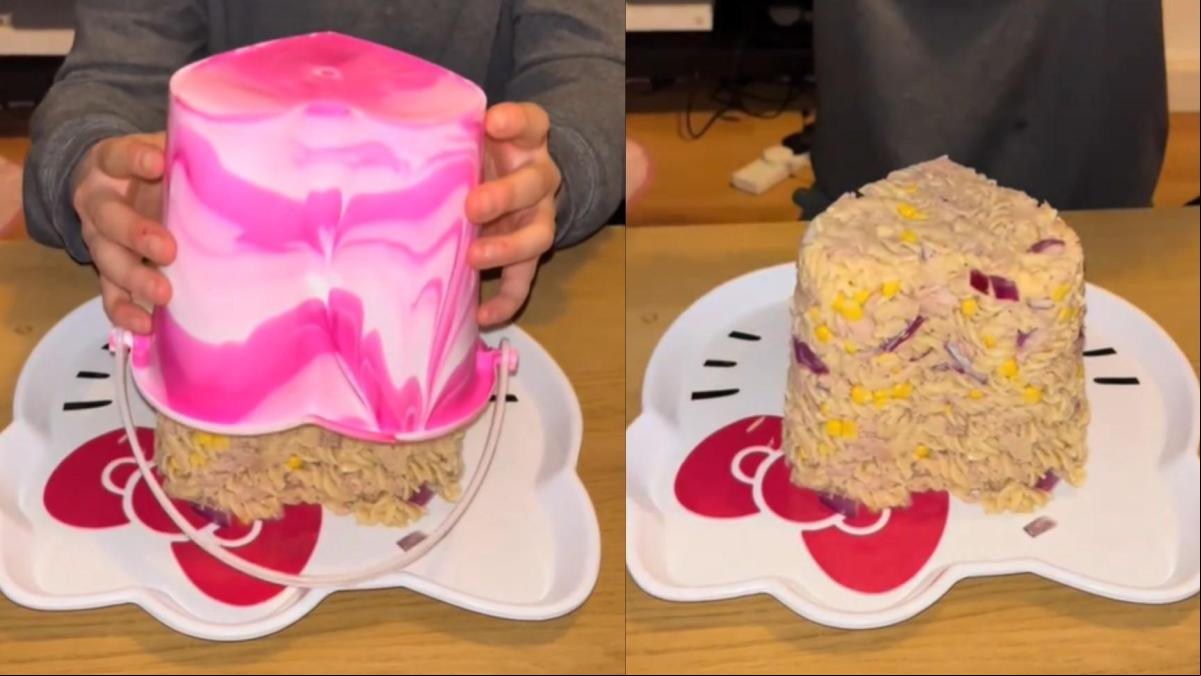 El surrealista castillo de arena de ensalada de pasta de unas jóvenes que no ha dejado a nadie indiferente: “Soy el primero de mi linaje en ver esto”