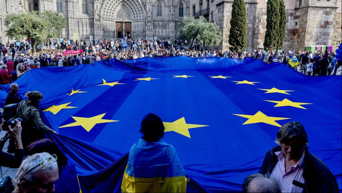 Concentración en defensa de los valores del europeísmo en Barcelona
