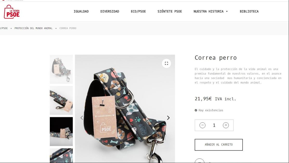 Nuevo merchandising para el Congreso del PSOE: calcetines feministas y correas para perros