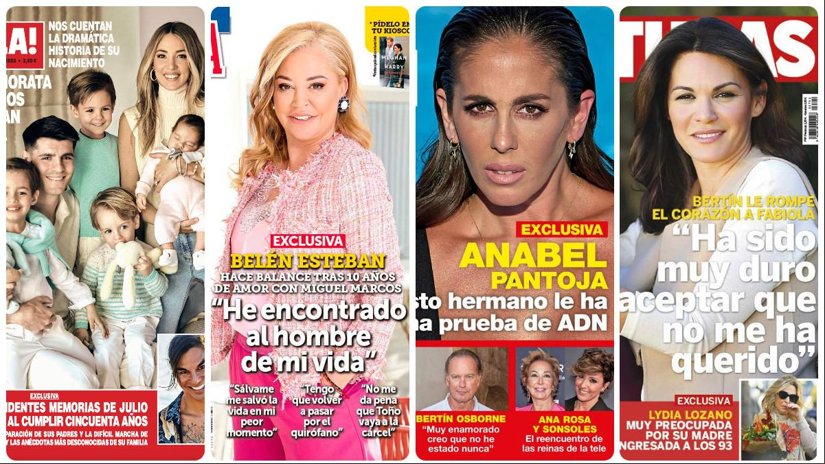 Álvaro Morata, Belén Esteban, Anabel Pantoja y Fabiola Martínez protagonizan las portadas Álvaro Morata, Belén Esteban, Anabel Pantoja y Fabiola Martínez protagonizan las portadas