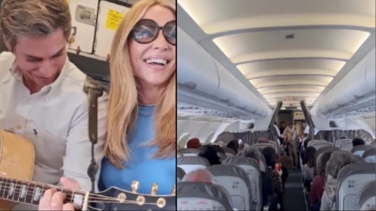 El asombro de los pasajeros de un vuelo ante el tema en directo de Marta Sánchez y Carlos Baute