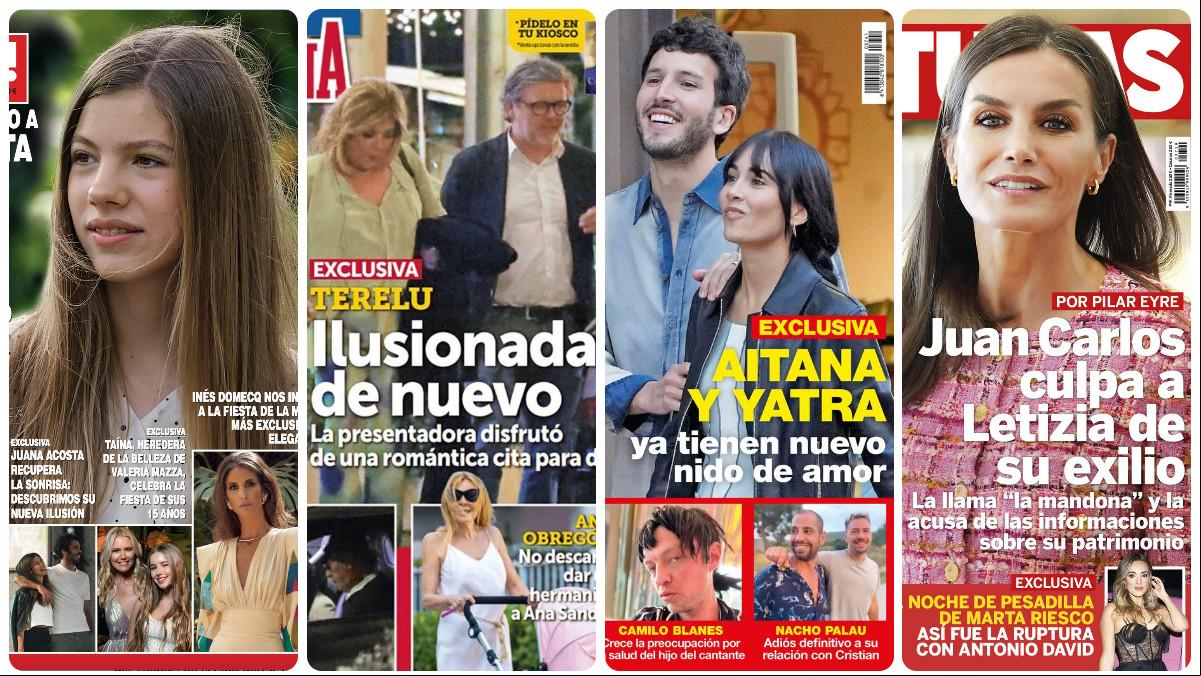 La infanta Sofía, Terelu Campos, Aitana con Sebastián Yatra y doña Letizia protagonizan las portadas