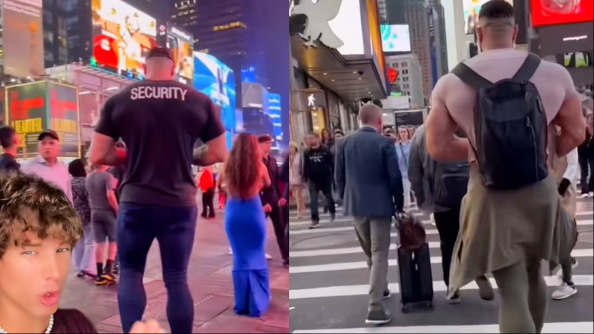 El hombre gigante que se pasea por Nueva York: La gente se aparta de él como los coches de las ambulancias