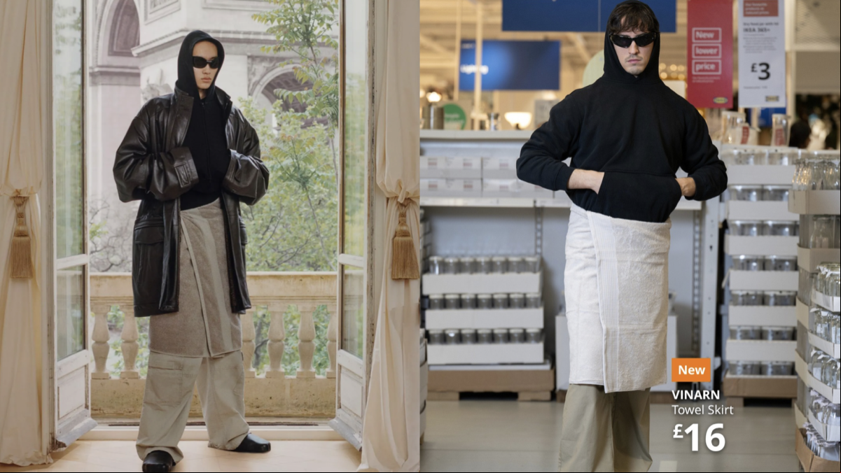 Ikea se burla de Balenciaga con su propia versión de la toalla falda de casi 700 euros