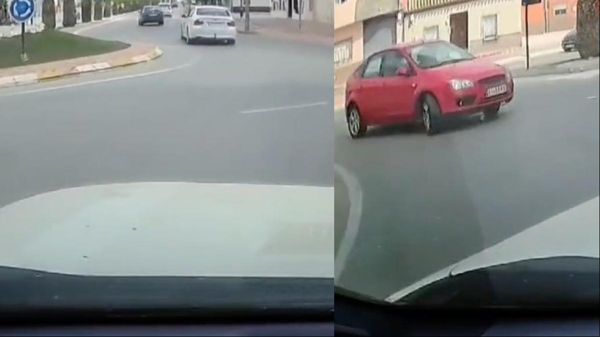 Sobresalto en una rotonda cuando un coche circula al revés