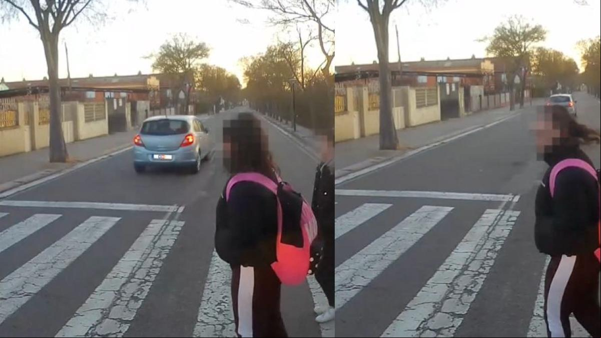 Indignación por un adelantamiento temerario en un paso de peatones en Burgos que casi acaba en tragedia para dos niñas