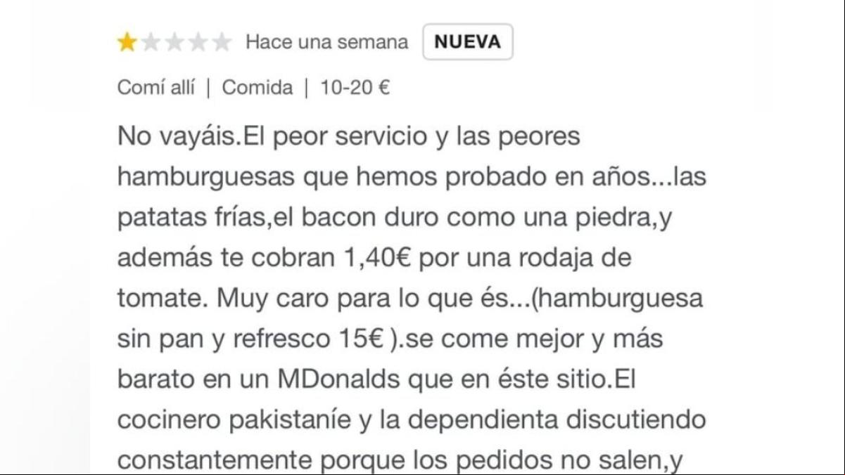 La “brutal” respuesta de un local a la reseña de un cliente: “Este comentario dice más de ti que del restaurante”