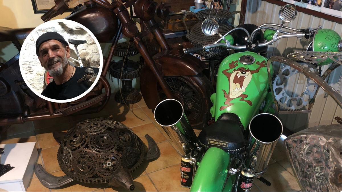 El creador de motos recicladas que llevó en sidecar a Ana Duato por el Bierzo: “Hago piezas únicas a partir de chatarra”