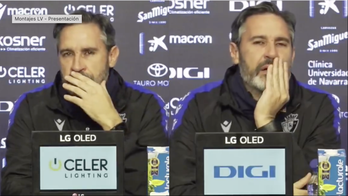 El entrenador de Osasuna, Vicente Moreno, se derrumba y rompe a llorar al hablar de la DANA