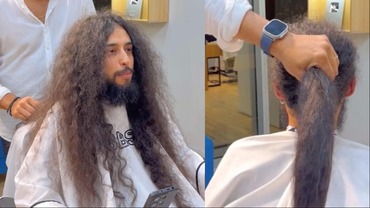El cambio radical de un hombre que no se cortaba el pelo desde 2017: “De náufrago a rescatado”