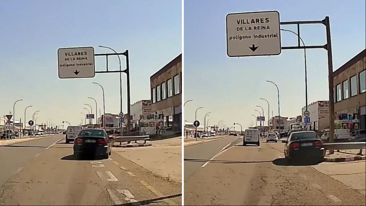 El surrealista choque que tiene un conductor con un quitamiedos en la salida de una carretera en Salamanca
