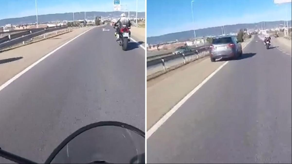 El temerario adelantamiento de un vehículo a dos motos en una carretera de Córdoba: “Paso que voy ardiendo”