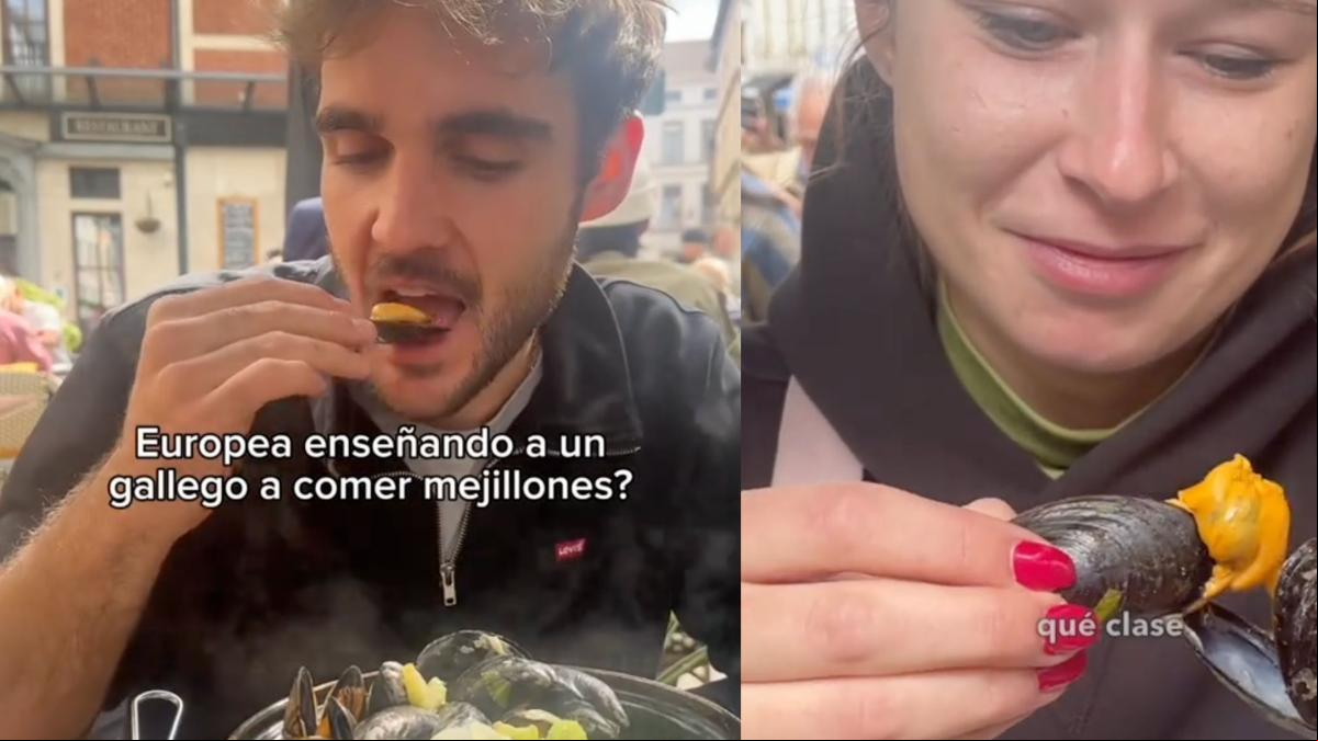 Una austriaca enseña a un gallego un modo surrealista para comer mejillones y él se queda sin palabras: “Eso es como comerse las gambas con cuchillo y tenedor”