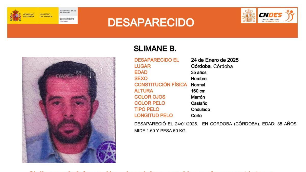 Alerta en Córdoba: buscan a Slimane, un hombre de 35 años desaparecido el 21 de enero