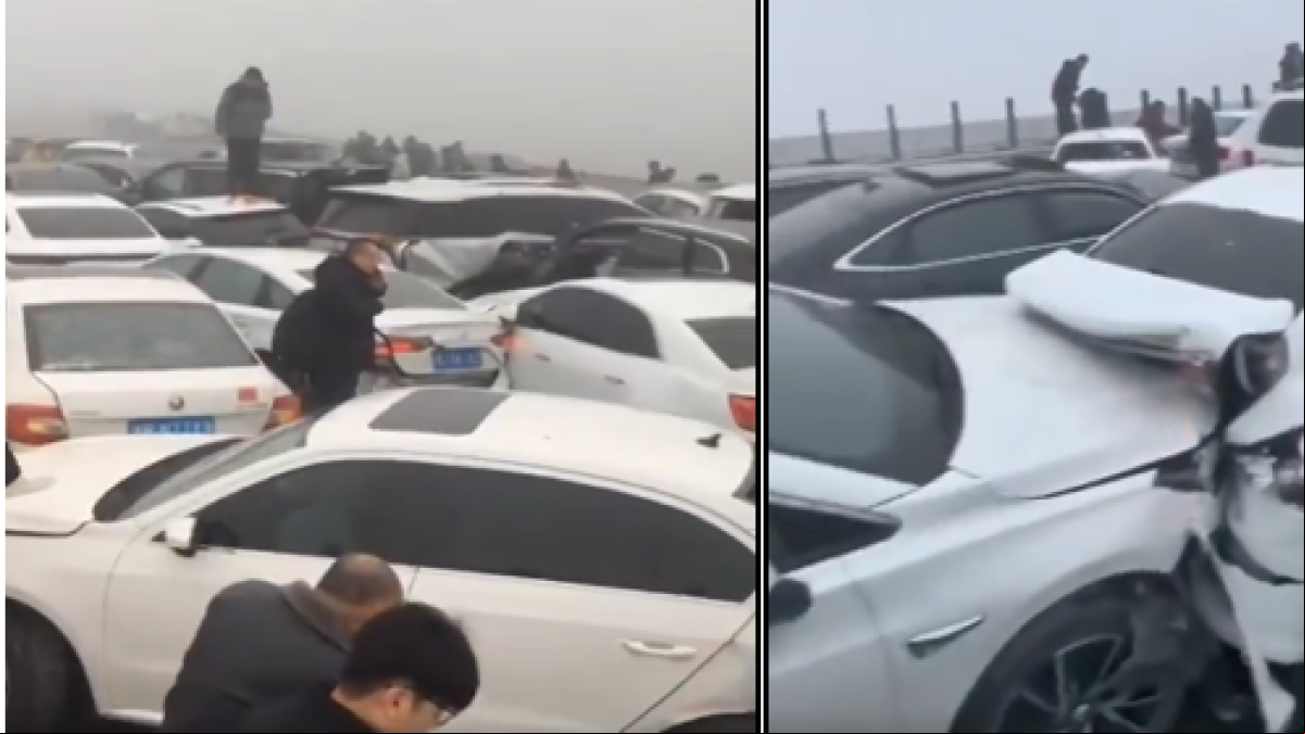 La niebla provoca el caos en China: el puente del horror vuelve a registrar un espeluznante accidente con un centenar de coches implicados