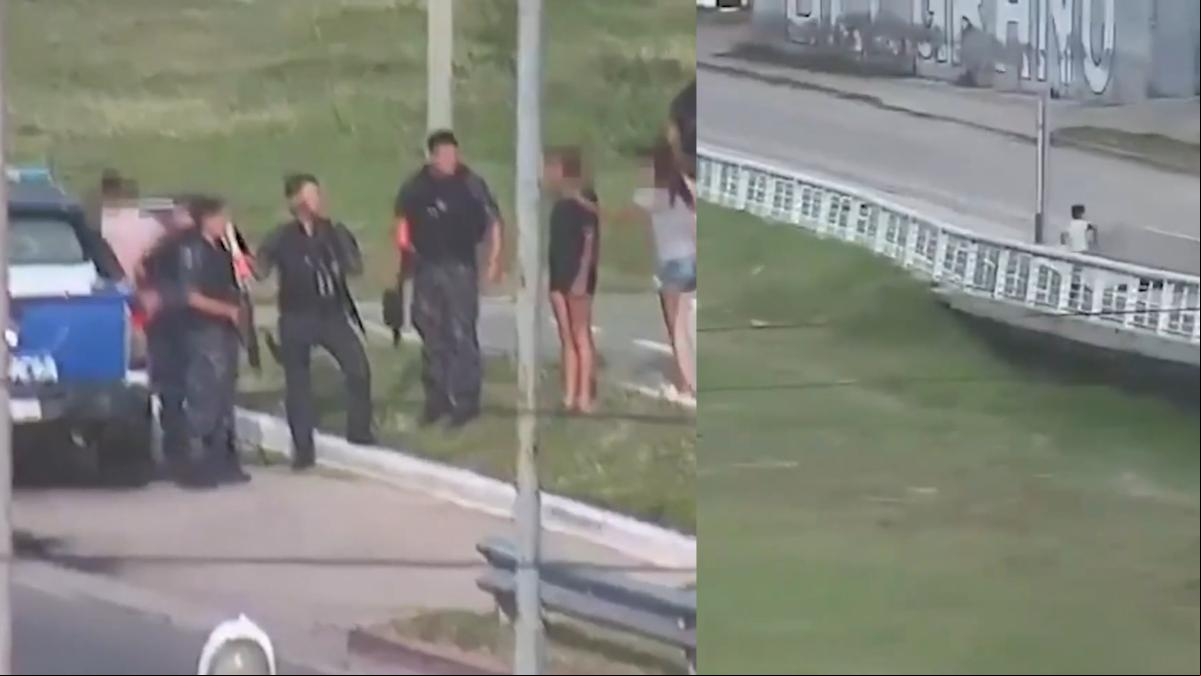 La acrobática maniobra de un ladrón en una persecución: se tira al río para escapar nadando