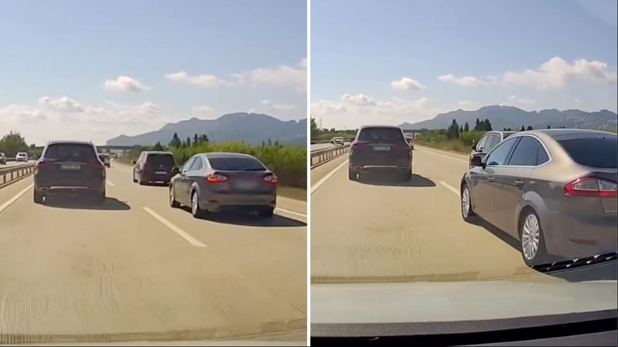 El temerario adelantamiento de un vehículo en una carretera dirección a Oliva que casi provoca un accidente: “El intermitente no te da preferencia”
