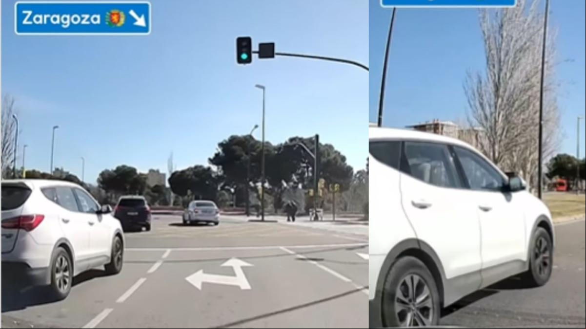 Tira recto en un carril de obligación de giro a la izquierda y, de no ser por el frenazo de otro coche, provoca un accidente: “Ni caso a las flechas del suelo”