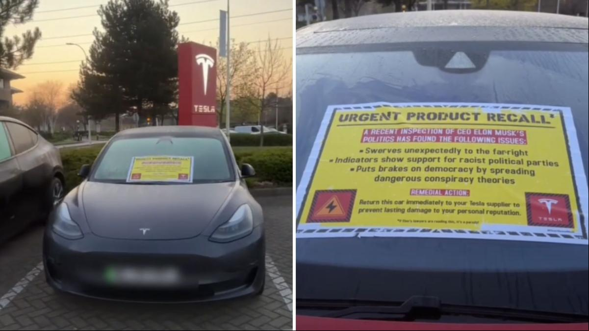 El cartel que se han encontrado los dueños de varios Tesla advirtiendo de los problemas que dan tras una revisión: “Pone frenos a la democracia expandiendo teorías conspiranoicas peligrosas”