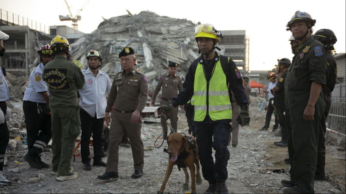 Detectan señales de móvil entre los escombros del edificio en Bangkok