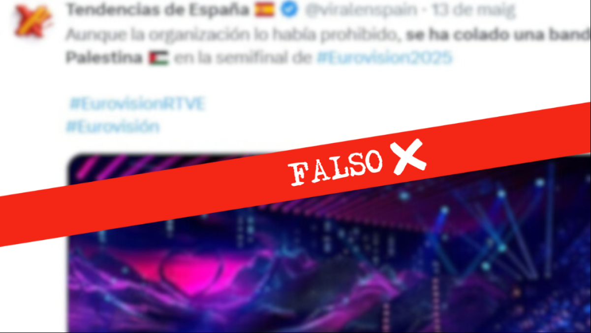 La bandera de Palestina no está prohibida entre el público de Eurovisión, al contrario de lo que dicen mensajes virales