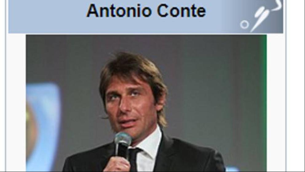 Antonio Conte, entrenador del Real Madrid según la Wikipedia