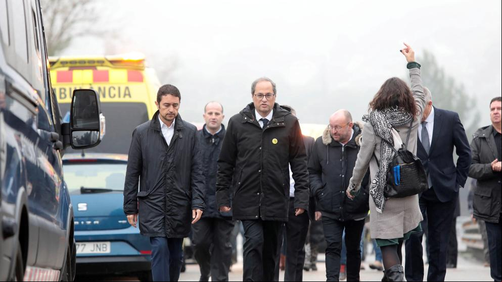 Torra visita el lugar del desprendimiento en Vacarisses