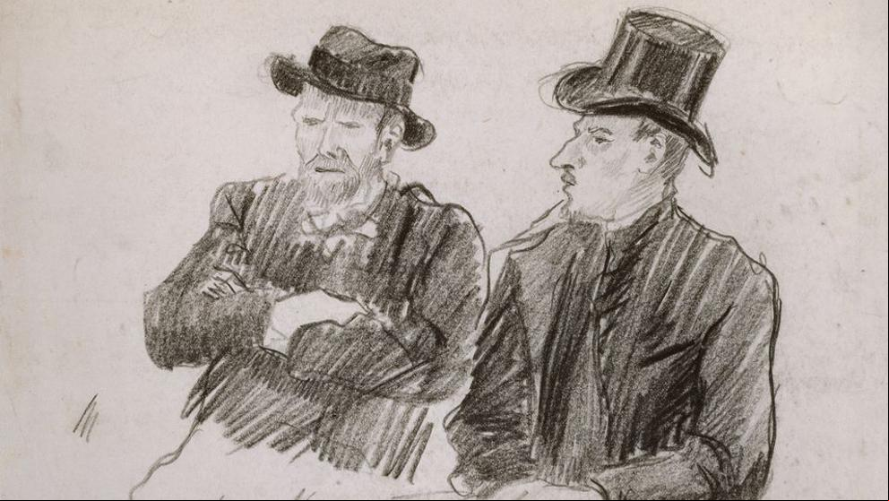 ¿Quién es el hombre que acompaña a Van Gogh en este dibujo?