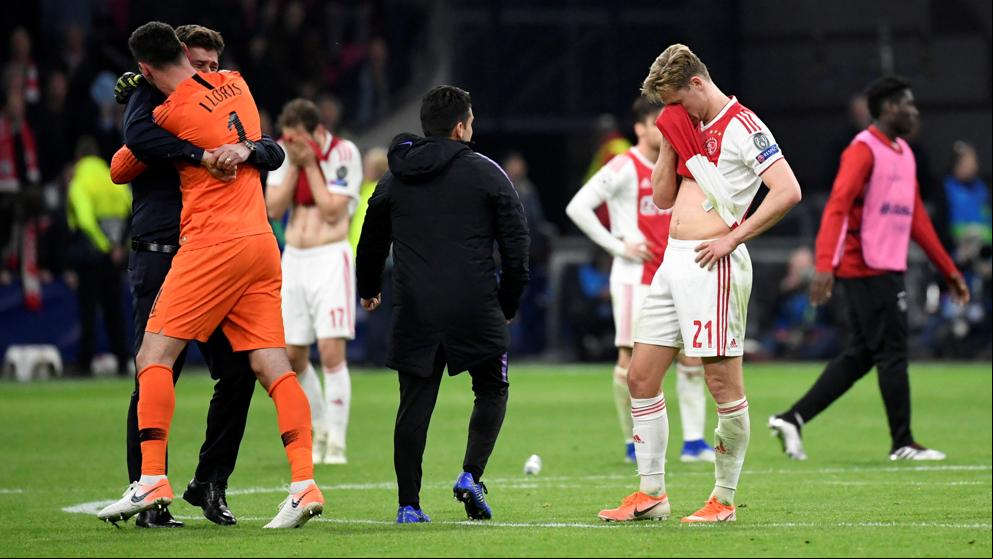 Las lágrimas de los jugadores del Ajax tras la remontada del Tottenham