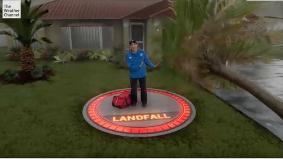 Así muestra un plató de TV con realidad aumentada los efectos del huracán Dorian