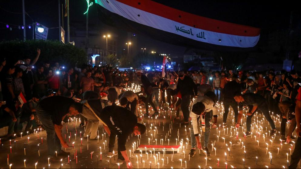 Velas en homenaje a los manifestantes fallecidos en Irak