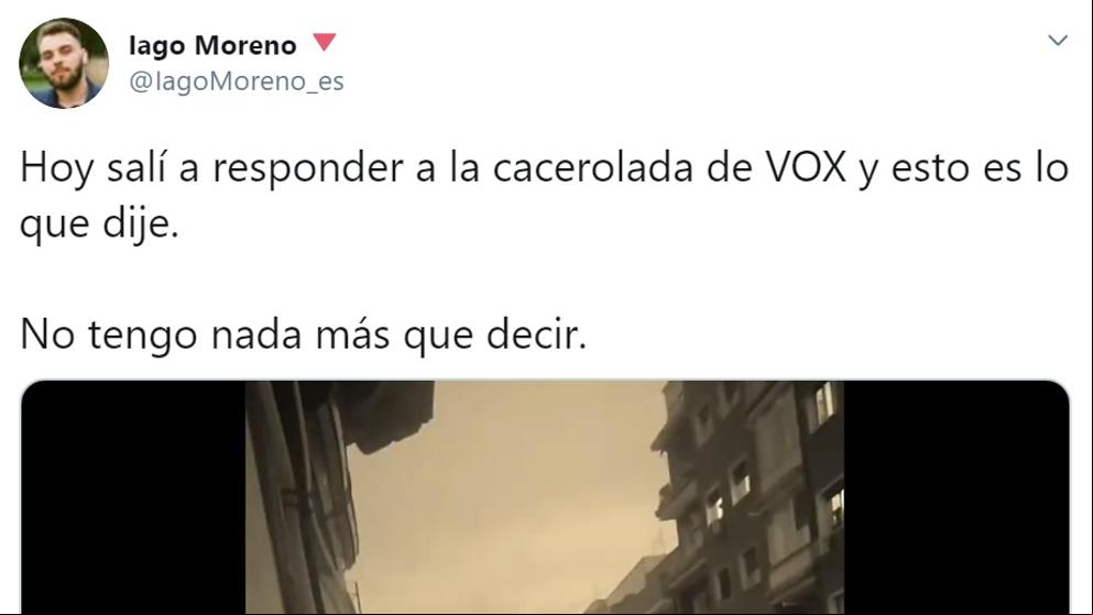 Un joven siembra la polémica en redes tras protestar contra la cacerolada organizada en contra del Gobierno