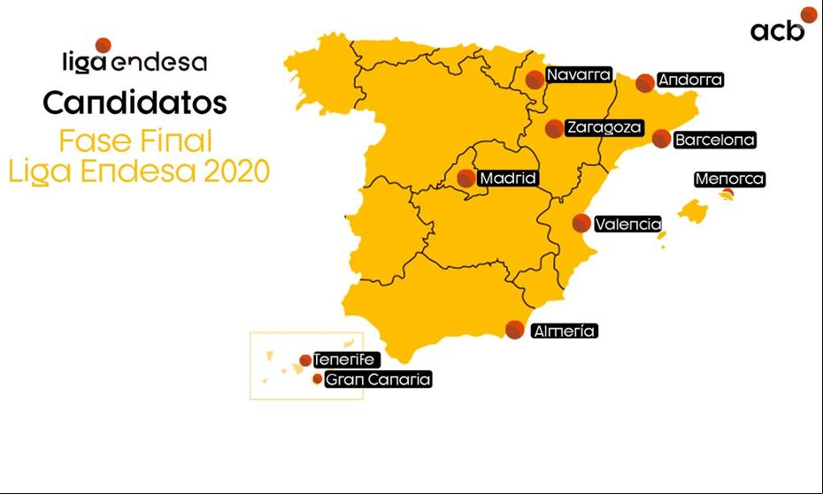 La ACB anuncia los diez lugares que se han ofrecido a albergar la fase final