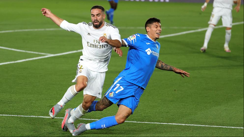 El Getafe reclama un posible penalti de Carvajal sobre Olivera