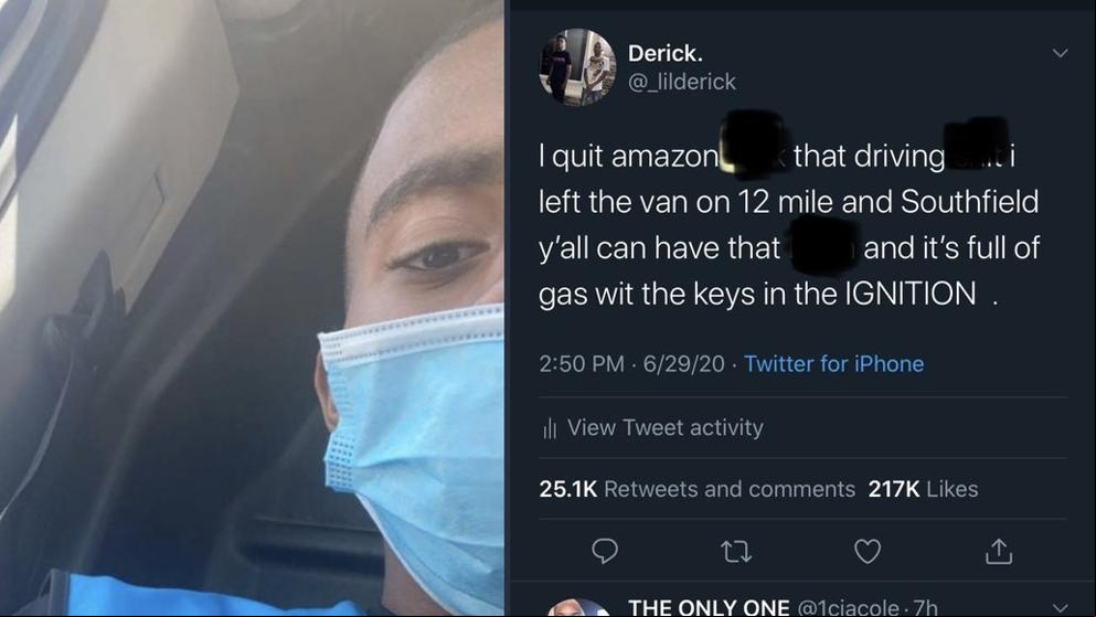 Un repartidor de Amazon deja su trabajo vía Twitter y abandona su furgoneta llena de paquetes en una gasolinera