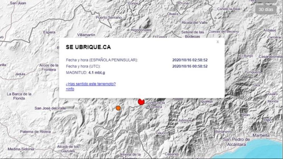 Un terremoto de magnitud 4,1 se deja sentir en Cádiz, Sevilla y Málaga